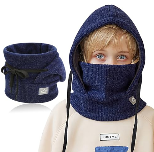 VGMANNTA Cagoule Enfant Thermique d'hiver 4-10 Ans Multifonction Tour de Cou Enfant Bonnet Masque Ski Chaude Ajustable et Coupe-Vent pour Garçons et Filles pour Les Sports de Plein Air-N