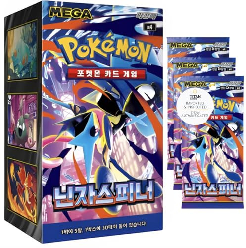 Pokemon TCG Ninja Spinner Koreansk Booster Box (30-pack) | Chaos Rising Koreanska Pokémonkort | Mega Evolution Series | 5 kort per paket | Titan autentiserad