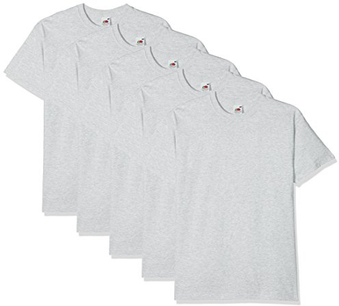 Fruit of the Loom Maglietta a Maniche Corte da Uomo Super Premium (Confezione da 5), Grigio mlange, M