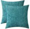 CaliTime Gemütliche Kissenbezüge für Couch, Sofa, Heimdekoration, einfarbig, weiches Chenille, 50 x 50 cm, Blaugrün, 2 Stück