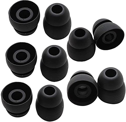 Toeasor Meiso Powerbeats 3 & 2 Ersatz-Ohrstöpsel, Doppelflansch, Silikon, Schwarz, 10 Stück