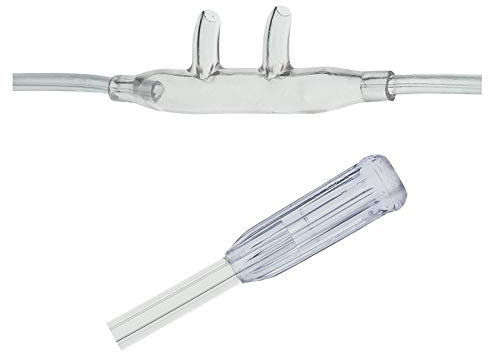 Zhejiang Sauerstoff Nasenbrille High Flow, gebogene Stutzen für Erwachsene, inkl. 2.1m Schlauch, Anti-Fog, Anti-Scratch, High-Flow Sauerstoffkompatibel, Klar