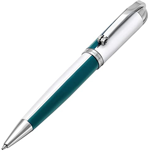 Xezo Stylo à bille Visionary en laiton et aluminium, pointe moyenne. Laqué à la main en couleur vert d'eau et blanc. Numéroté en édition limitée de 500. Disposition classique de couleurs Art Déco