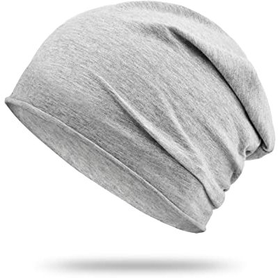 Jinlaili Unisex Beanie Mütze, Dünne Mütze Laufmütze Damen Herren, Sommermütze Damen, Einzelne Schicht Sportmütze, Slouch Beanie aus Baumwolle Atmungsaktivem - Grau