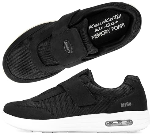 KWUKOTY Diabetic Orthopedic Walking Shoes Wide Toe Hook and Loop Men Women | 3-Layer Adjustable Insole, Custom Fit as Feet Change, Hook & Loop Easy On-Off, Air Cushion Non-Slip