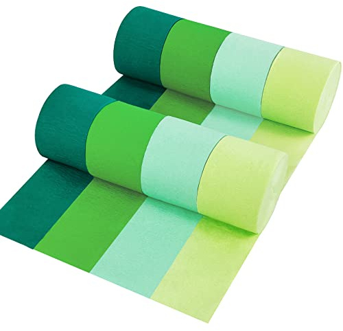 8 Rolls in 4 Colors Gradient Mint Green Party Crepe Paper Streamer, 8 Pieces 82 feet Streamets Party Decorations, Party Supplies for Bachelorette Wedding Birthday Baby Shower Graduation Bridal Shower
