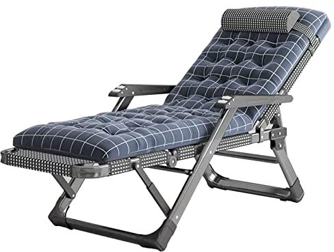 SXBHDM Gartenstuhl Sonnenliege Hoch Senioren mit Kissen Saunaliege Auflage Extrabreit Liegestühle Liege mit Kissen Gartenliege Liegender Recliner Relaxliege für Erwachsene, Reisen, Büro, Angeln