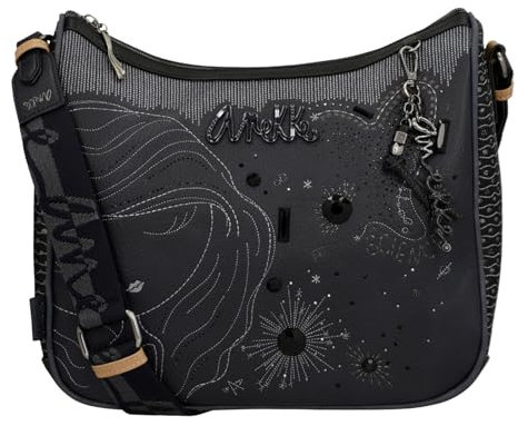 Anekke Große Umhängetasche für Damen, Schultertasche aus Kunstleder mit verstellbarem Riemen und Reißverschlüssen, 3 Fächer, Zubehör und Accessoires für Damen, Maße 32 x 27 x 12 cm, bunt