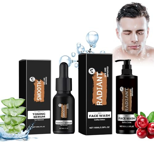 Limpiador Facial Para Hombres + Suero Facial Para Hombre, Sérum Facial Hidratante Antiedad, Espuma Limpiadora Facial, Limpiador De Poros Masculino, Reparar La Piel Apagada