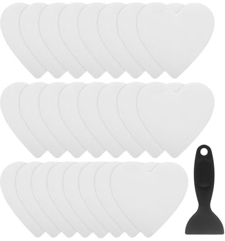 QUARKZMAN 24 Piezas de Pegatinas Antideslizantes para Bañera Ducha Piso 4 Cinta Adhesiva Antideslizante Estilo Corazón con Raspador para Baño Cocina Escalones de Bañera, Transparente