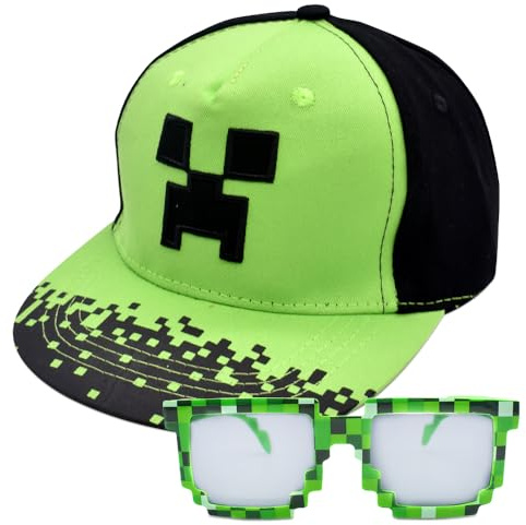 JXBBAAC Kinder Cartoon Baseball Cap und Sonnenbrille Sonnenschutz Cap Schirmmütze Baseballmütze Einstellbare Kappe für Kinder ab 2 Jahren, Grün
