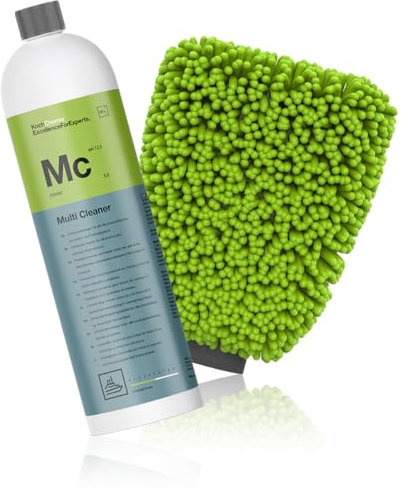 wortek Boot-Reinigungsset Koch Chemie Multi Cleaner 1L Mc + Microfaser Waschhandschuh Entfernt Fett Algen Öl von Gelcoat Reiniger Kunstoff Lack Metall Reiniger