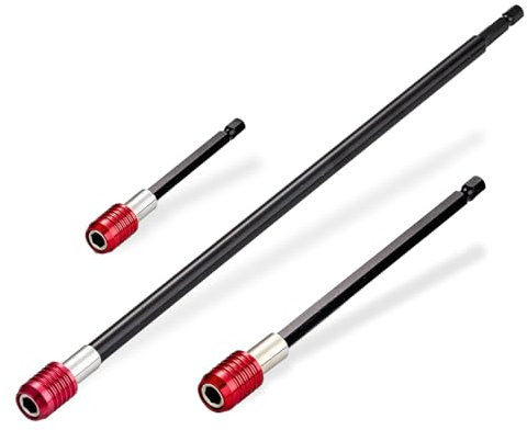 3 Piece Bit Holder for Impact Driver, Drill Extension Bit Holder Set – 2.4”, 4”, 6” Long Hex Shank Adapter for Quick-Change Drill & Screwdriver Bits