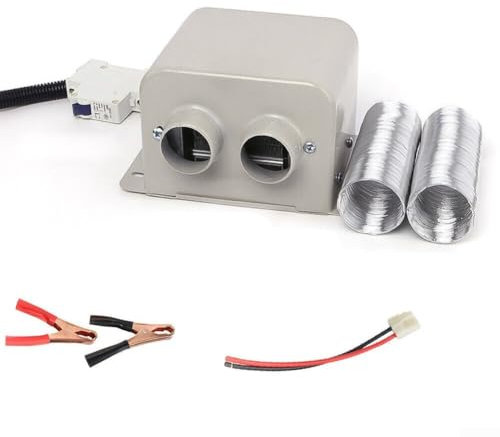 Eawfgtuw Calentador de ventilador de coche portátil de 12 V 400 W, descongelador de parabrisas automático, calentador de metal con rango de temperatura de 80-100 ℃, doble salida de aire para clima