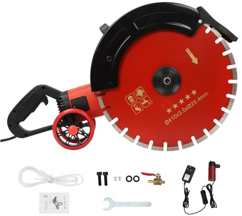 16'' Electric Concrete Saw, 5800W Wet Dry Saws Cutter with 6.5in Cutting Depth, Circular Saws Cutter with Water Pipe/Water Pump/Blade for Concrete, Granite, Brick, Porcelain, 3000RPM