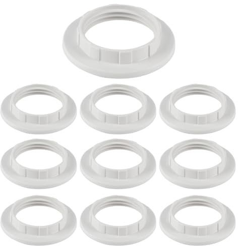 10 Piezas Anillos Adaptadores de Pantalla de Lámpara E27 a E14, Anillos Convertidores de Plástico, Convertidor de Anillo Portalámparas E14, Anillo Reductor para Portalámparas Adaptar Pantallas