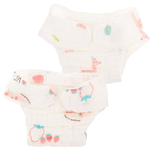 Parliky 2 Pcs Reusable Diaper Pants for Cotton Washable Cloth Diapers Breathable Soft Muslin High Absorbency Comfortable Fit for Newborns Up to Easy to Wear and Remove