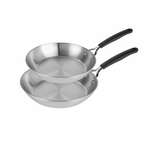 Prestige Made to Last Uncoated Stainless Steel Frying Pan Set 21cm & 29cm – Non-Toxic, Induction Compatible, Dishwasher & Oven Safe