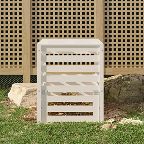 Sophrelle Compostiera Bianca 63,5x63,5x77,5 cm in Legno Massello di Pino Bianco,823809