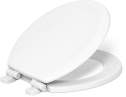 KOHLER Stonewood Quiet-Close, Round Toilet Seat Soft Close, Durable Wood, Easy Installation, Universal Fit, Home Essentials, White Finish, K-20467-0