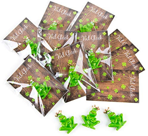 Logbuch-Verlag 10 kleine Glücksbringer Frösche mini Frosch mit Krone + Viel Glück Karte Schüler Give-Away