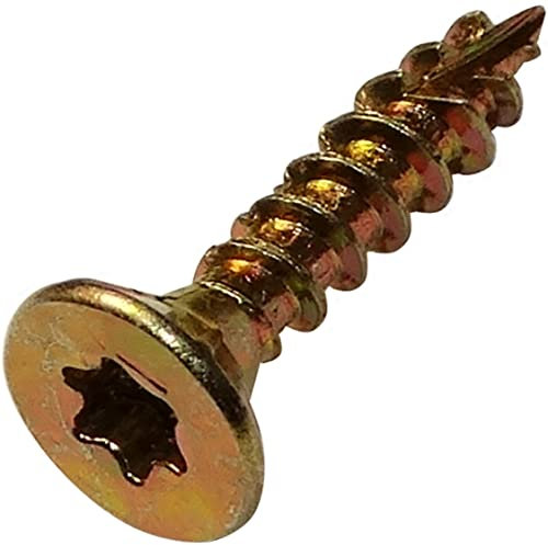 AERZETIX - C44459 - Set di 100 - Viti per legno Ø4x20mm testa fresata con impronta a stella T20 - in acciaio ottone - montaggio filettatura serraggio fissaggio carpenteria compensato melaminico