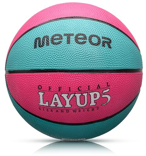 Meteor® Layup Mini Basketball Größe 5 - Ideal für Kinderhände von 4-8 Jährigen - Weicher Ball für Ausbildung (Rosa & Blau)