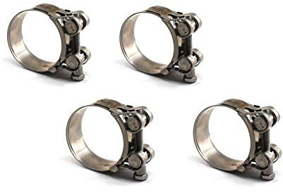 Annakideya 304 Edelstahl Schlauchschelle, 4 Stück, Schneckengetriebe, Größenbereich 48–51 mm, Silber