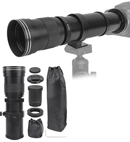 Sharainn Black 420-800mm Super Telephoto Zoom F8.3-16 Manual Focusing Zoom Telephoto Lens for EF-S Mount Camera, T2 Mount Compatible, Metal Construction