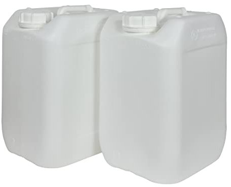 Garrafa Bidón Blanco Plástico 10 litros apilable. Apta para uso alimentario. Homologación para transporte. (2 Unidades).