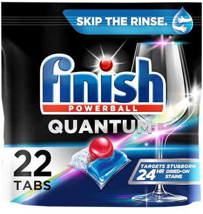 Finish Quantum Dishwasher Pods, No Pre-Rinse Dishwasher Detergent Soap Removes 24HR Dried-On Stain and Grease, Leaving a Virtually Spotless Shine, 22 Count