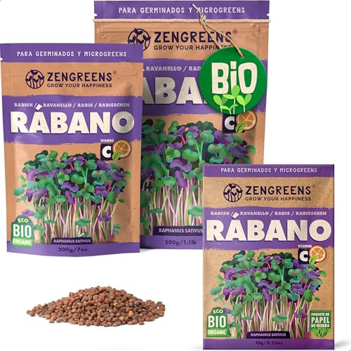 ZenGreens® - Graines de radis rambo bio - Choisissez entre 10g, 200g et 500g - Graines de radis rambo avec un taux de germination supérieur à 97% - Microgreens