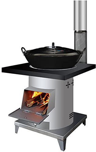 YYUINU Tragbarer mobiler Holzofen, energiesparender Stahlgussofen, mit Eisentopf und Verbrühungsschutznetz, zum täglichen Kochen, Heizen zu Hause, Essen im Freien, Grillen,Fixed