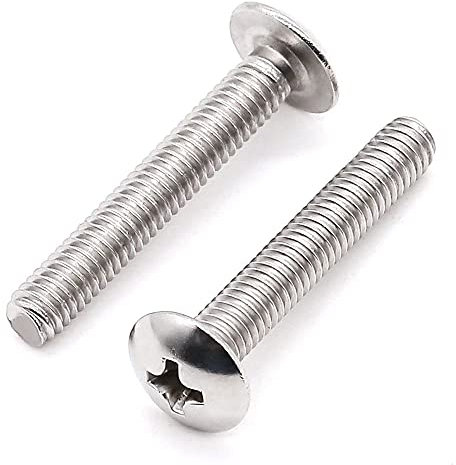 M4-0.7 x 16mm (80 pcs) Truss Head Machine Screws, 304 Stainless Steel 18/19, Full Thread, TV Screws, Connection Bolts, Mushroom Head, Low Profile