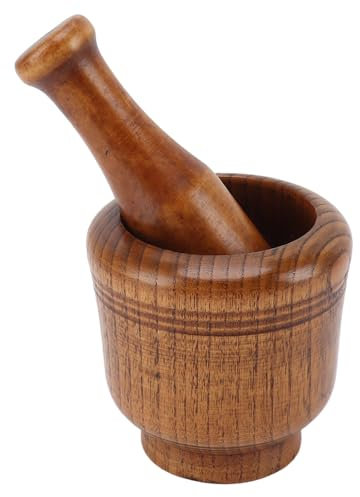 Set Mortaio e Pestello in Legno di Giuggiola, Ciotole per Macinaspezie con Venature del Legno, Ciotola per Tritare Erbe, per Macinare Spezie, Erbe Aromatiche, Schiacciare Pillole