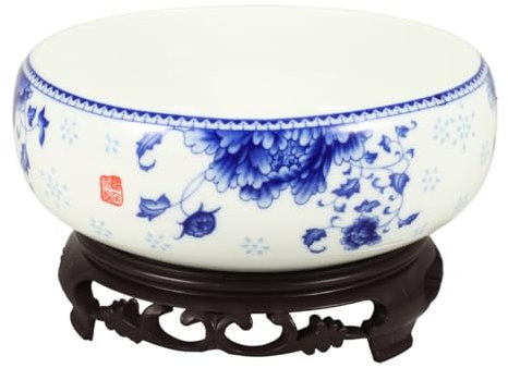 TOVINANNA Seerosenschale Hydrokultur-Pflanzgefäß Mit Ständer Gartenpflanzschale Blumenpflanzbehälter Seerosenbehälter Brunnenschalen Fischteich Vogelbad