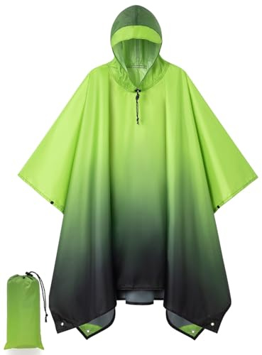 POWINSUN Hooded Rain Poncho for Adult, Waterproof Lightweight Raincoat for Hiking Camping