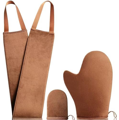 3 Stück Selbstbräuner Handschuh, Selbstbräuner Rücken Applikator, Bräunungshandschuh Handschuh Selbstbräuner Körper Handschuh, Applicator Mitt für Solarium Creme Bräunungscreme Bräunungsöl