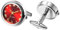 JewelryWe Herren Uhren mit Manschettenknöpfen Taschenuhr: Silber Analog Quarz Manschettenknopfuhr Rot Runde Römische Ziffern Zifferblatt Uhr Cufflink Watch Geschenk für Männer