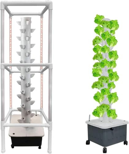 FDQAMLKX Kit de Cultivo hidropónico de 45 Agujeros con luz de Cultivo LED, Sistema de Cultivo hidropónico, Torre de Cultivo hidropónico Vertical, para el Sistema de jardinería Interior de su hogar