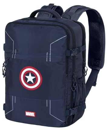 Marvel Capitán América Gears-Mochila de Viaje Mercury Grande 47x23x33cm, Azul, Capacidad 35 L