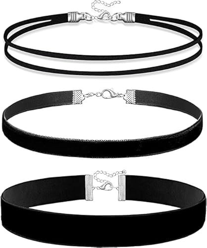 YIZHIXIANGQ 3 PCS Gothic Halskette Damen, Vintage Choker Damen, Schwarzer Choker Samt, Choker Kette Damen, Schwarze Choker, Lolita-KostüMzubehör für Die Karnevals-Maskerade-Party