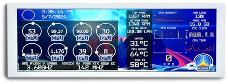 VSDISPLAY Vit 7,84 tum 1280 x 400 HD IPS miniskärm sträckt bar LCD-skärm, med typ C mini HDMI videoport