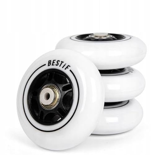 BESTIF Inline-skridskor hjul gummi reservhjul 4 stycken set | Högkvalitativa inlines hjul med kullager ABEC 9 (vit, 72 x 24 mm)