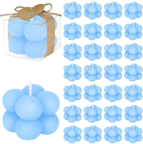 30 juegos de velas de burbujas en miniatura de 4 cm con tarjetas y cuerda de cáñamo, regalos de invitados para bodas, bautizos, fiestas prenatales, agradecimientos (azul)