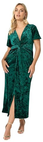 Yours London Curve Velvet Knot Maxi Dress - Women's - Plus Size Curve Green