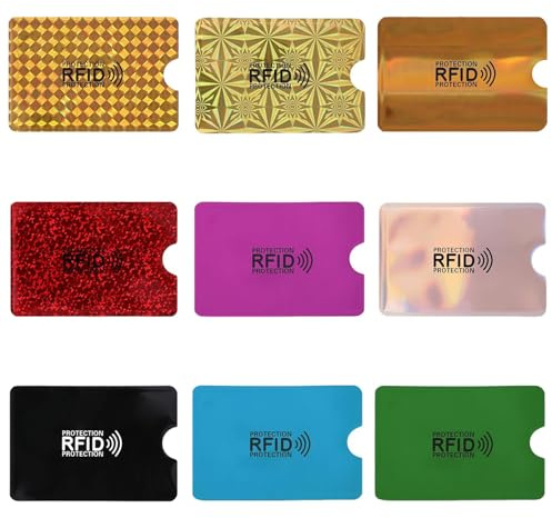 xiluuyou 9 Stück RFID Kartenhalter, RFID Blocker Schutzhülle, Kreditkartenhüllen, Identitätsdiebstahl Prävention für Frauen und Männer, Farbenfroher, 3.6 x 2.4 inch/9.2 x 6.2 cm