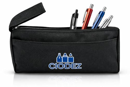 CIODEZ Astuccio Portapenne Nero 20x10x5 cm – Astuccio Scuola Tinta Unita, Organizer Cancelleria, Pochette Multiuso per Ufficio e Viaggio