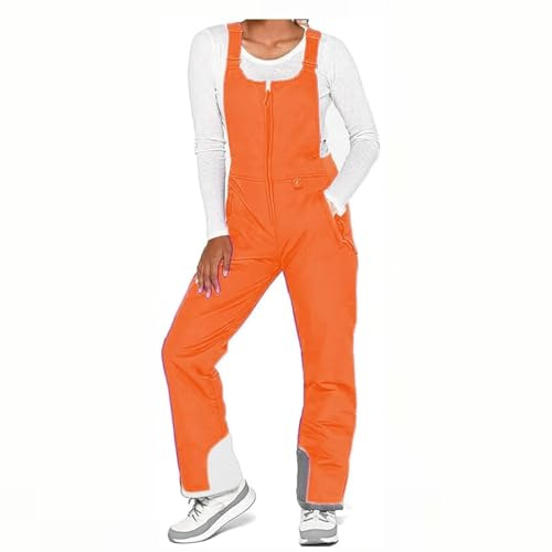PAIDAXING Pantaloni da sci impermeabili da uomo donna termici con cerniera antivento pantaloni da neve invernali caldi a vita alta bavaglini da sci snowboard salopette per escursioni all'aperto tuta