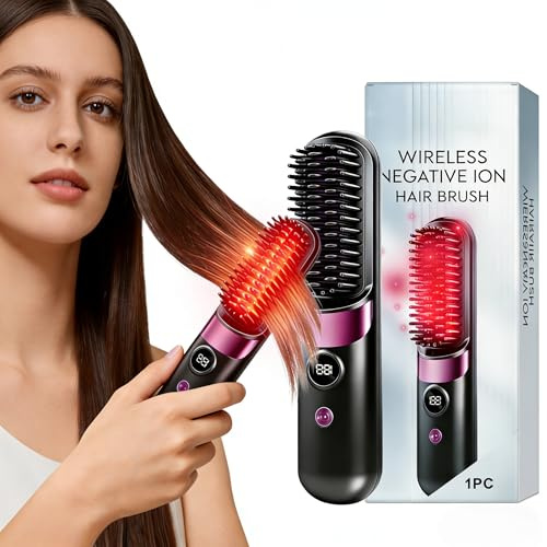Spazzola Lisciante Senza Fili,Spazzola Lisciante Per Capelli Senza Fili,2026 Nuovo Spazzola Styling Per Raddrizzare,Spazzola Elettrica Per Capelli,Spazzola Lisciante Portatile,Per Casa,Viaggio Feste